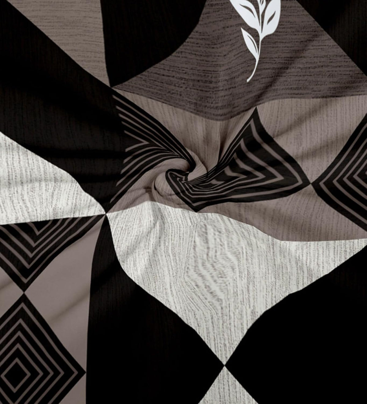 Elastic Fitted Cotton Double Queen Bedsheet with 2 Matching Pillow Covers | 320 Thread Count | Geometric Print | Soft & Comfortable Fitted Bedsheet | Summer Bedding