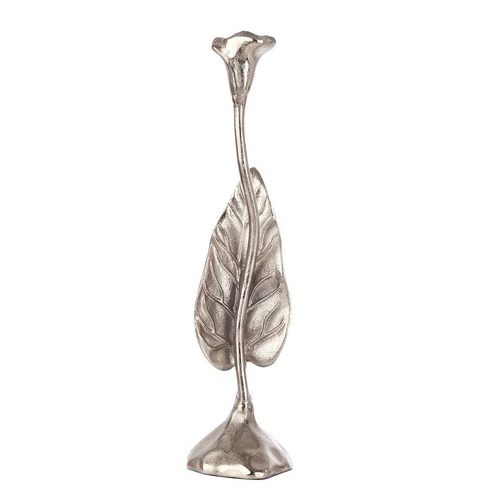 Jules Leaf Candle Holder Large Silver - Ouch Cart 