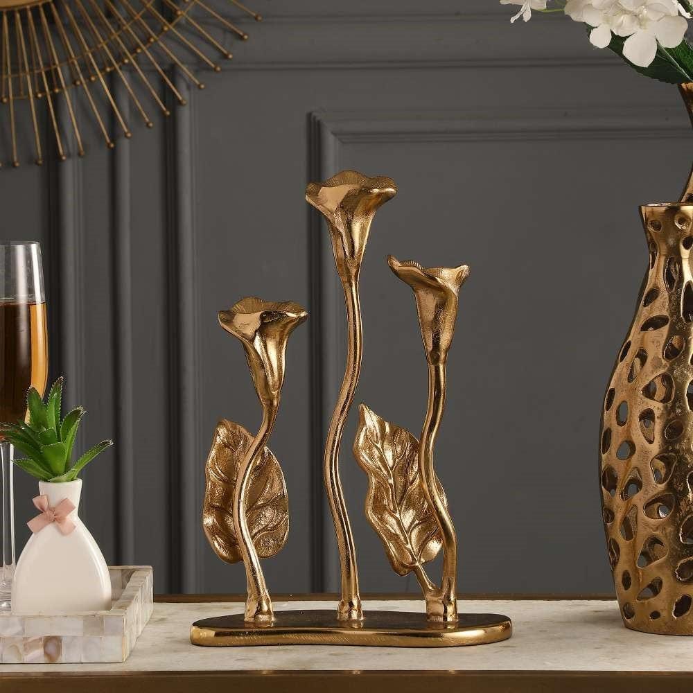 Jules Triple Candle Holder Gold - Ouch Cart 