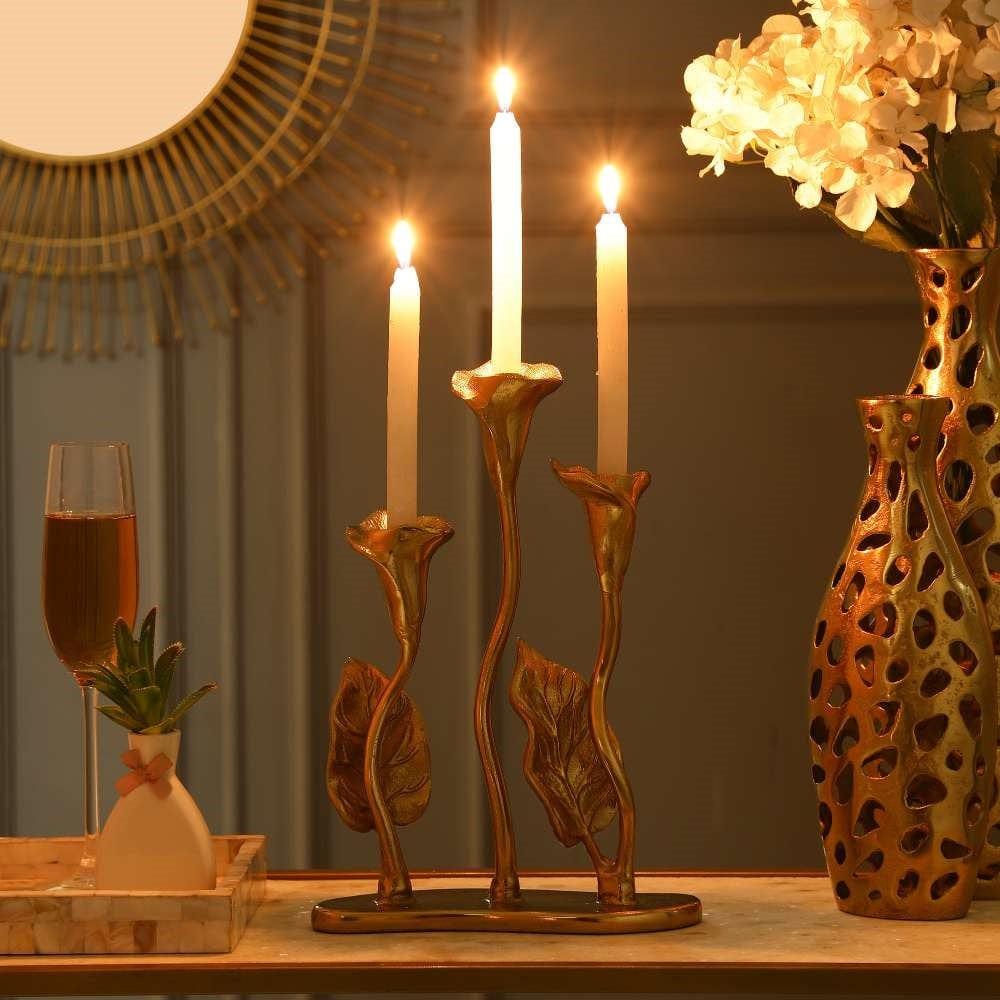 Jules Triple Candle Holder Gold - Ouch Cart 