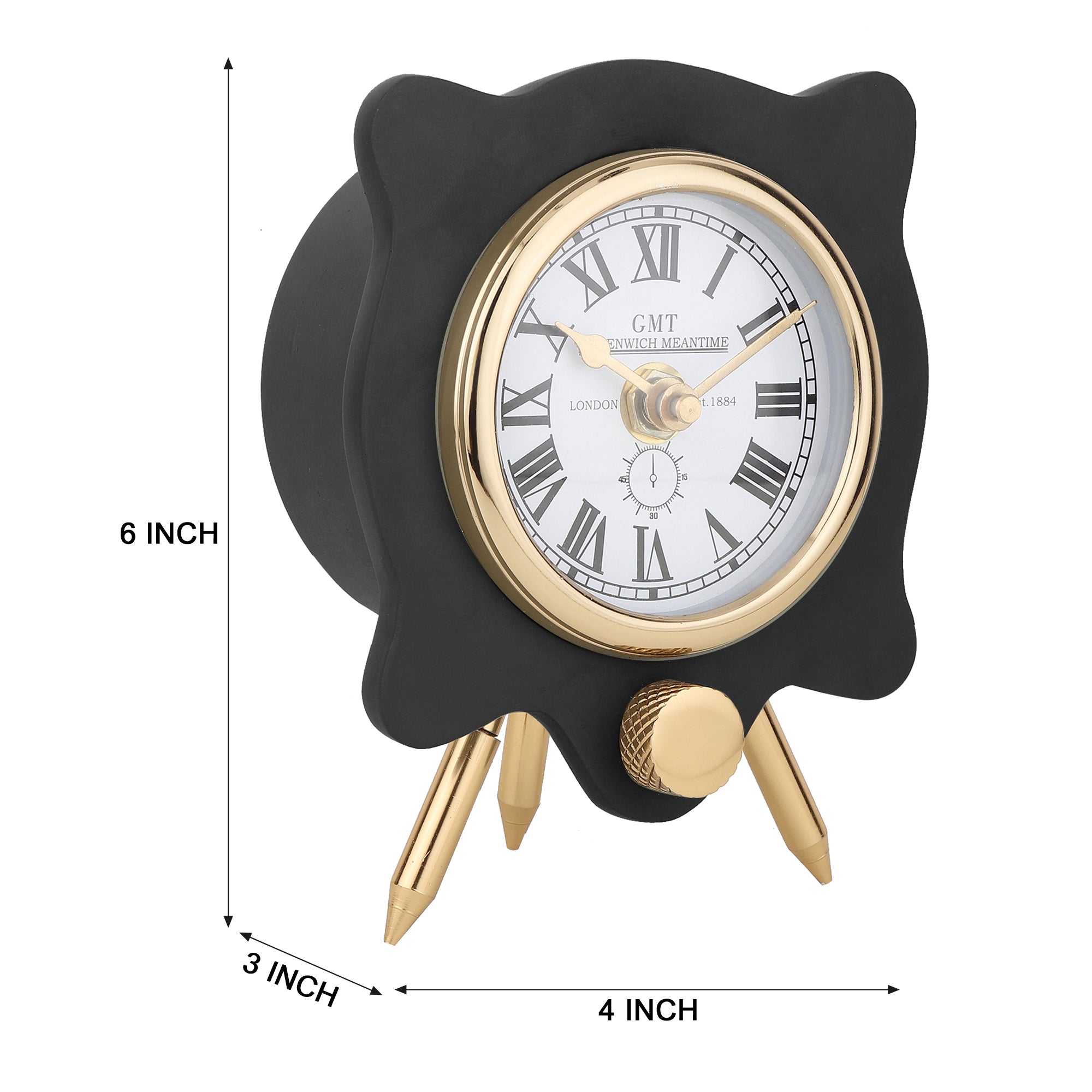 Pixel Pulse Table Clock Gold Black