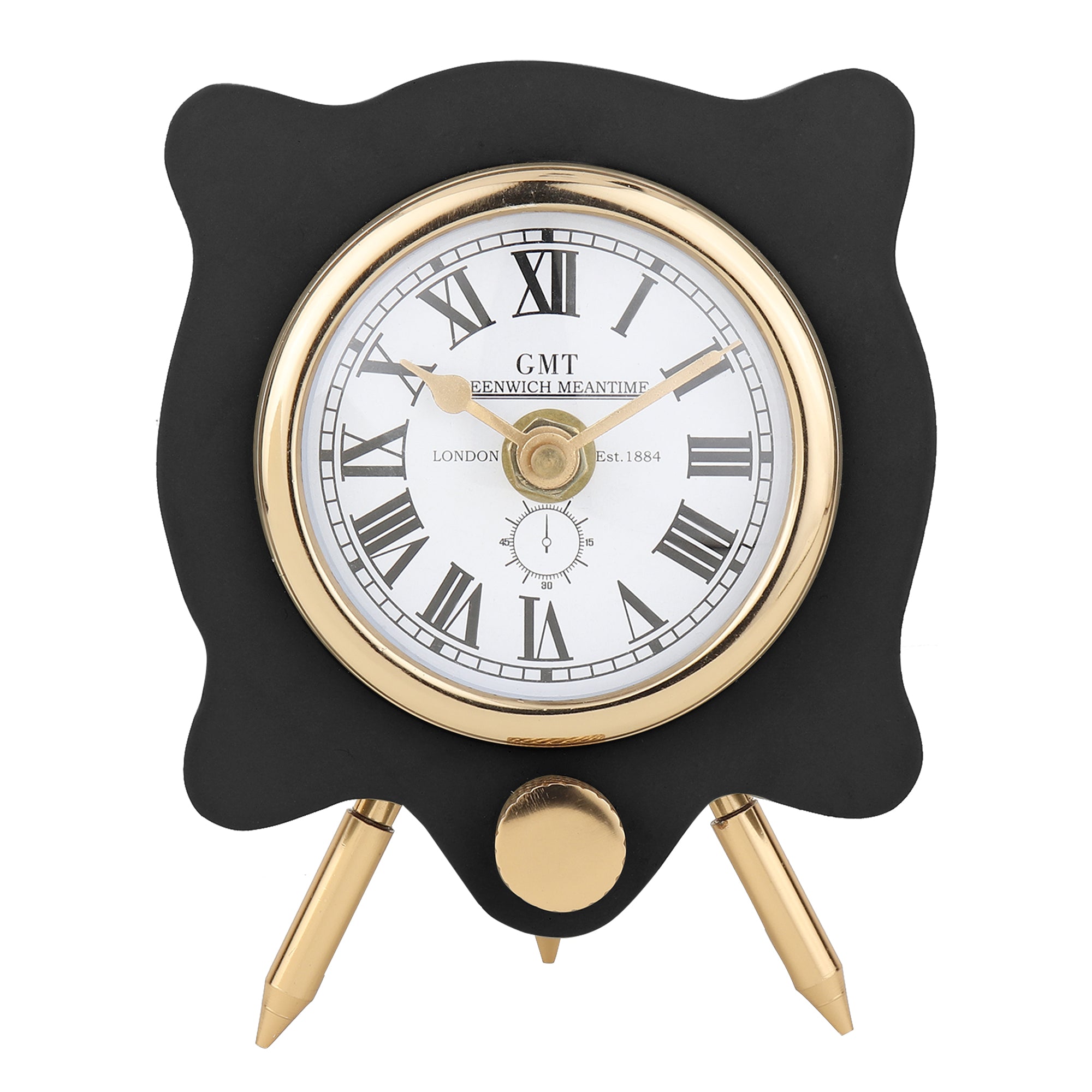 Pixel Pulse Table Clock Gold Black