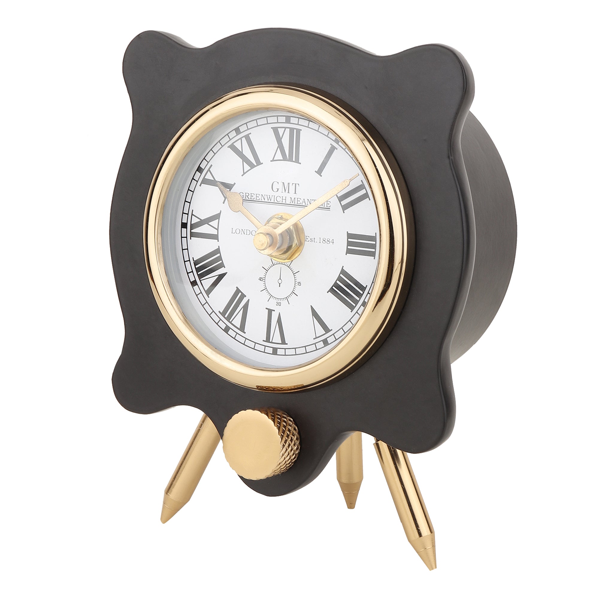 Pixel Pulse Table Clock Gold Black