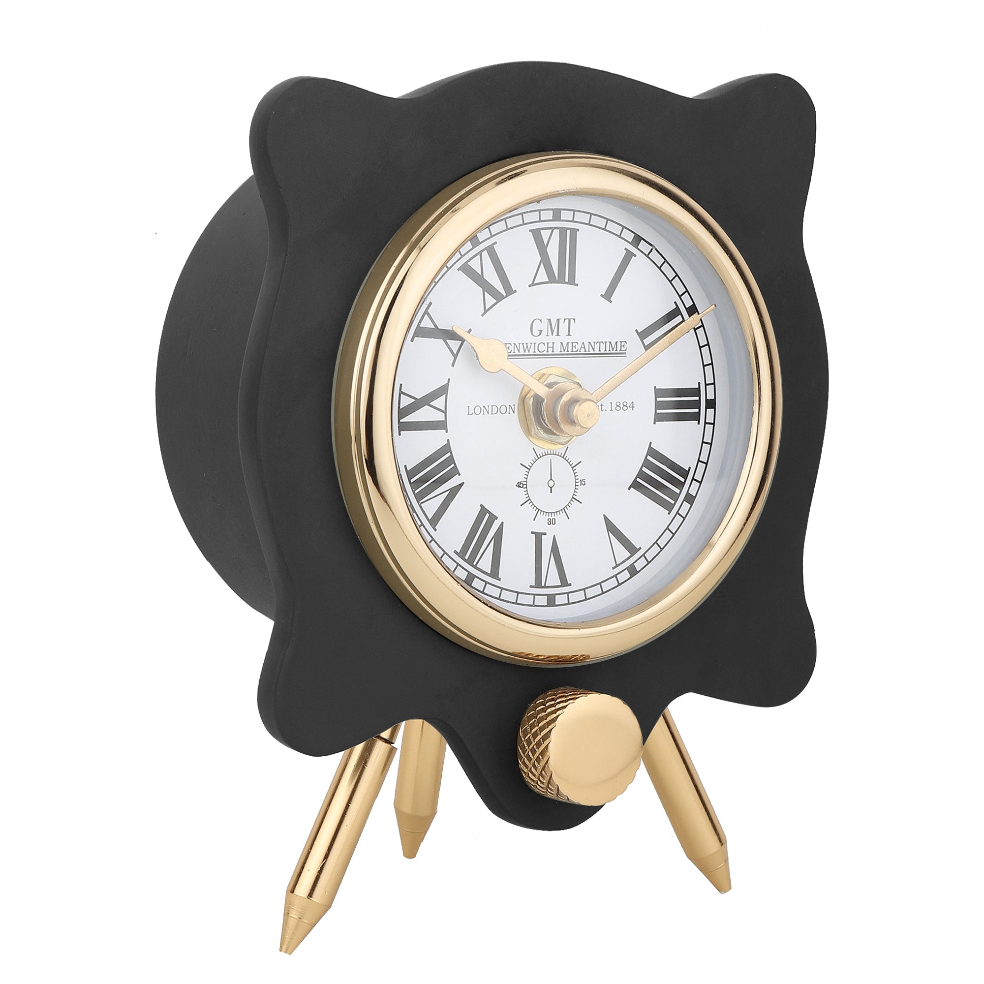 Pixel Pulse Table Clock Gold Black