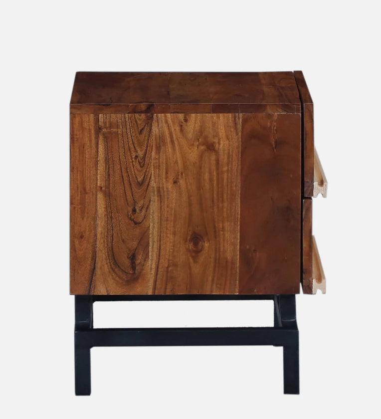 Solid Wood Bedside Table In Ginger Bronze Finish - Ouch Cart 