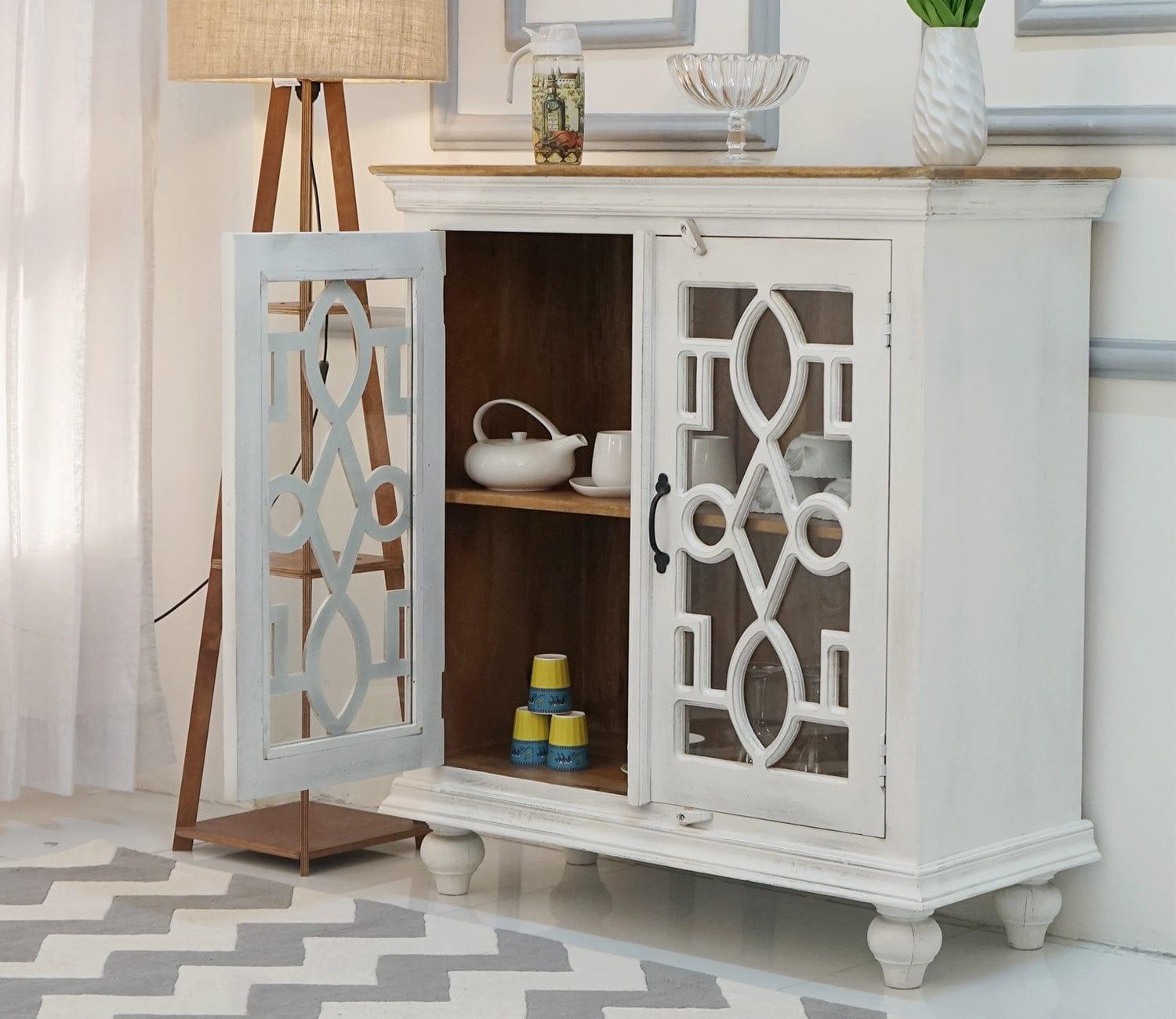 Nathan 2 Door Cabinets and Sideboard (White Finish) - Ouch Cart 