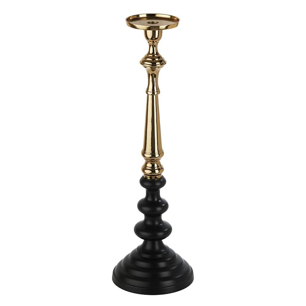 Lydia Pillar Large Candle Holder Black & Gold