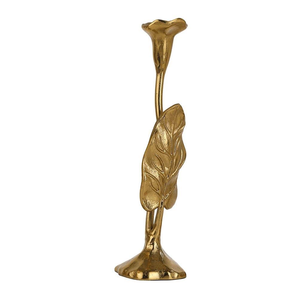 Jules Leaf Candle Holder Medium Gold - Ouch Cart 