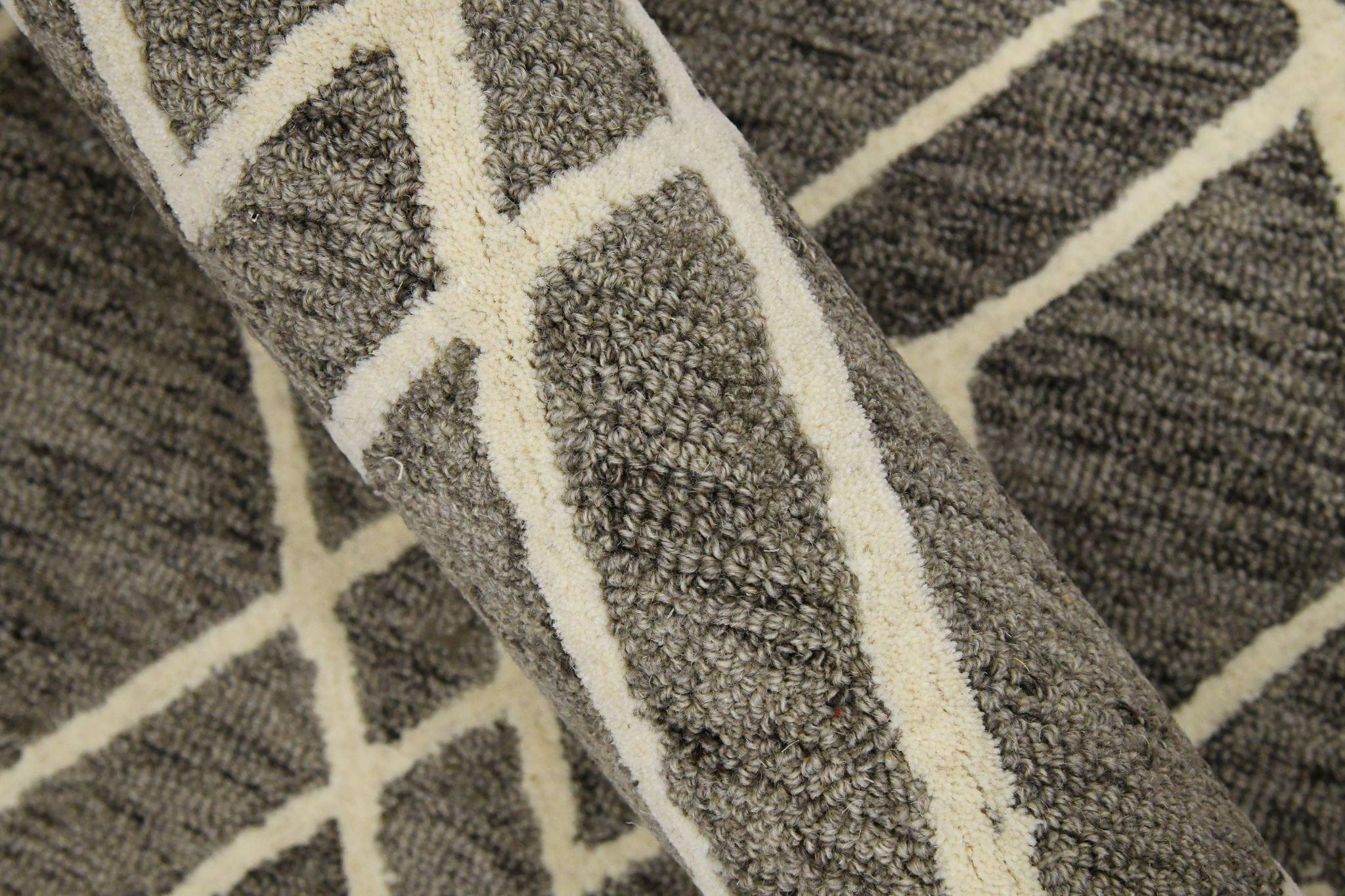 Khaki Wool Vista 8X10 Feet Hand-Tufted Carpet - Rug - Ouch Cart 