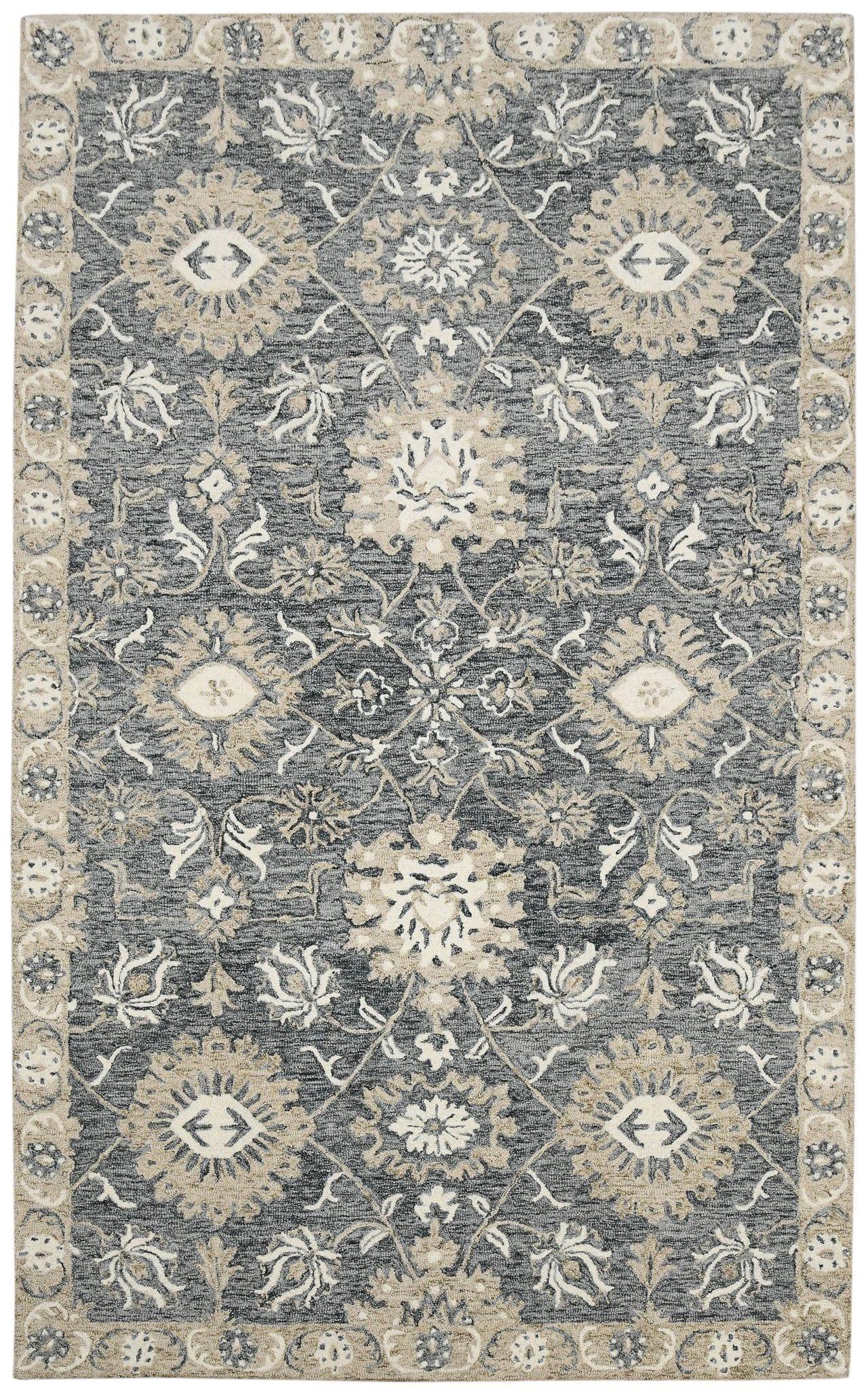 Gray Wool Romania 8X10 Feet Hand-Tufted Carpet - Rug - Ouch Cart 