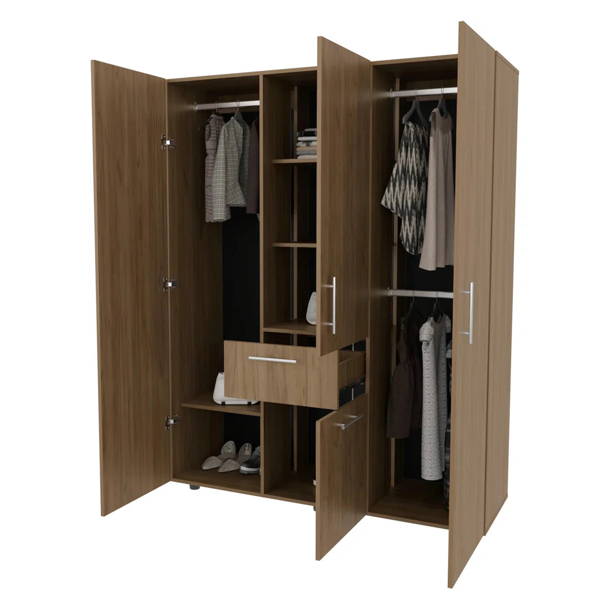 Natural Oak Armoire Multi-Storage With One Drawer
