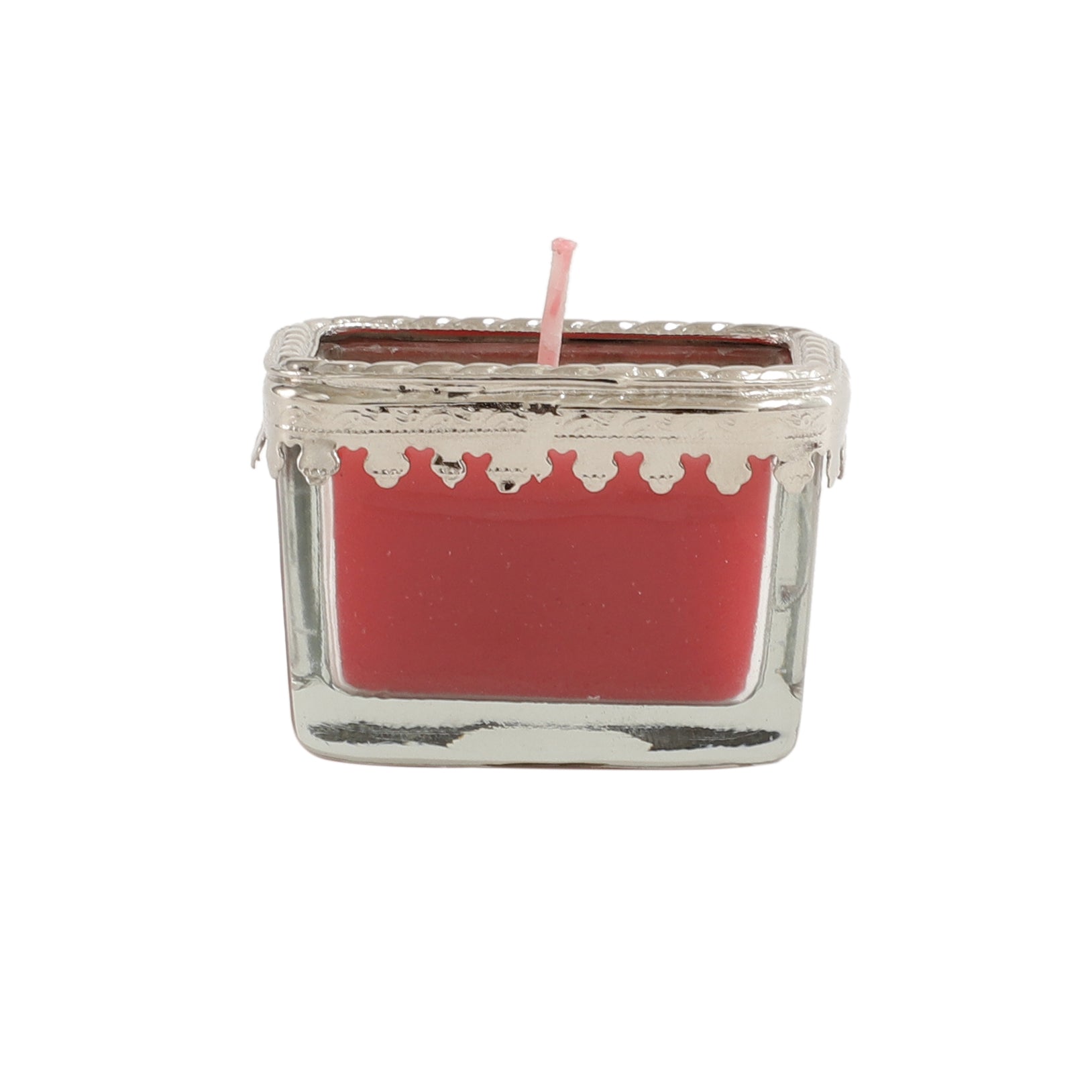 cherry blossom red scented candle glass jar with Silver ring