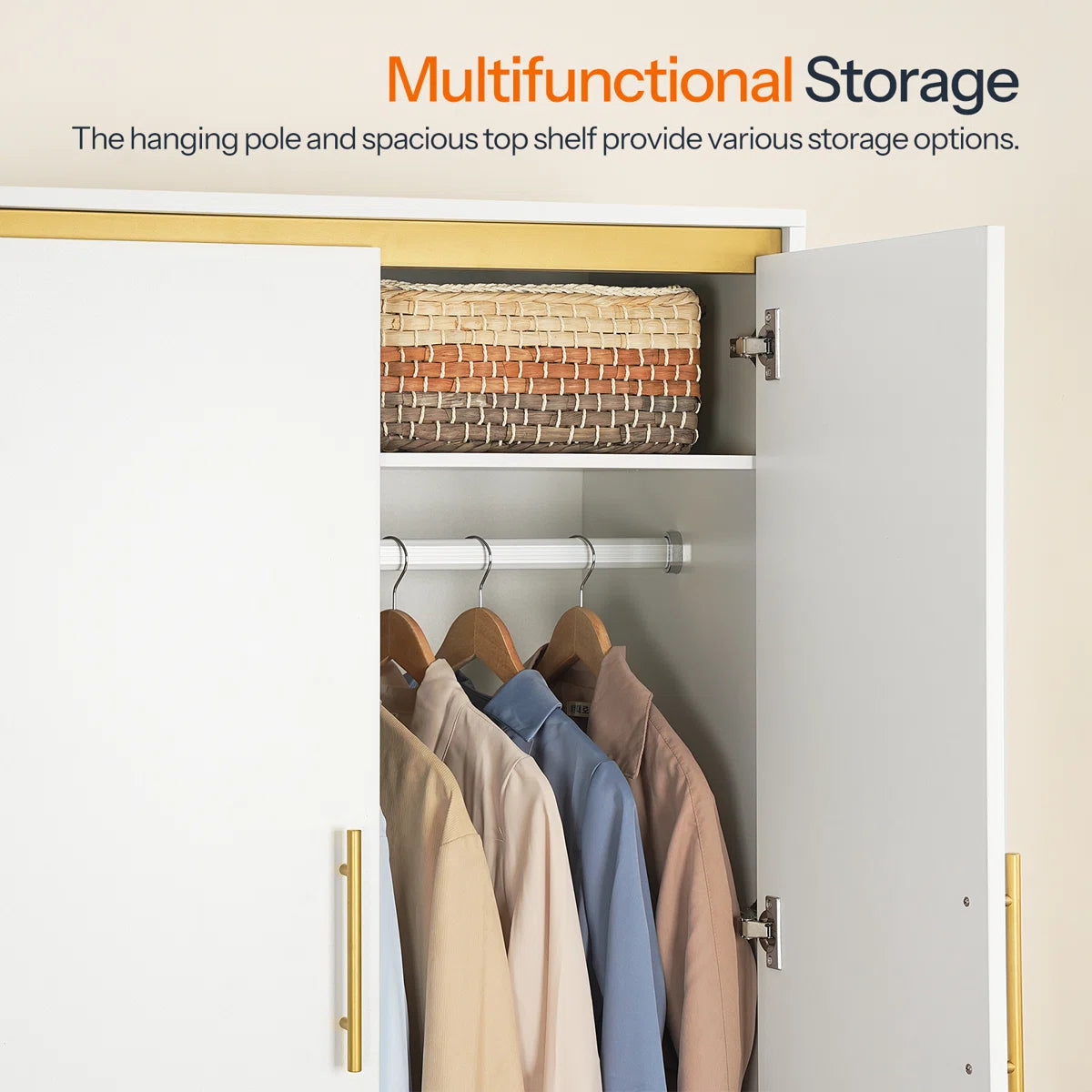 2-Door 66.9'' H Armoire Wardrobe Closet with Hanging Rod and 2 Drawers