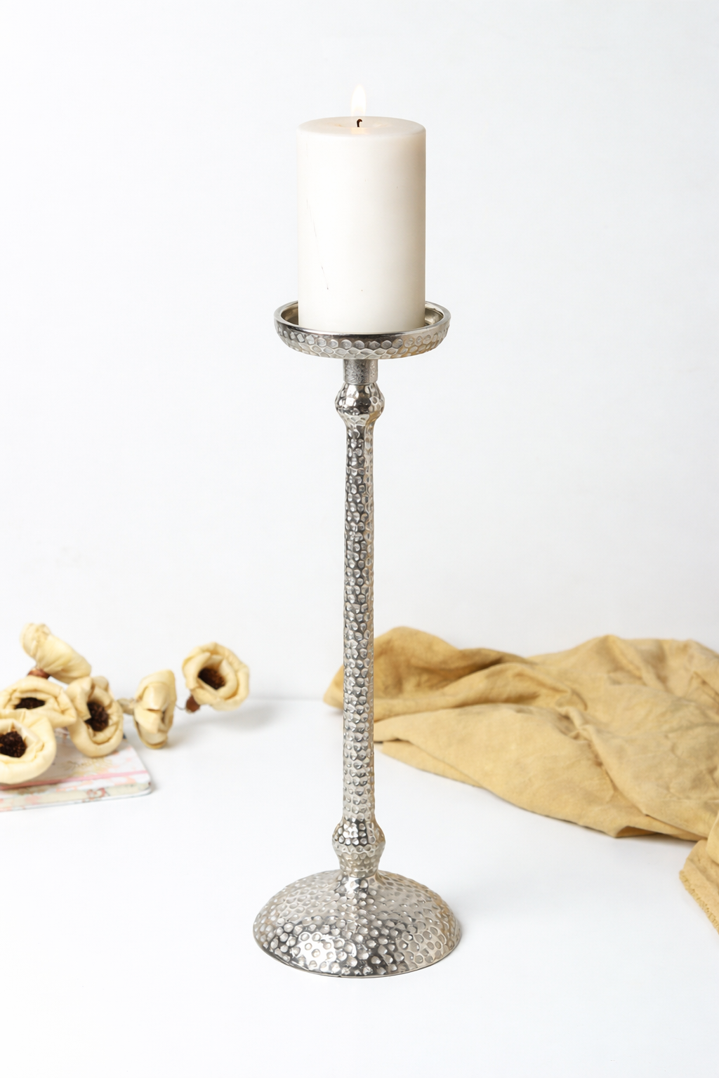 Harrington Large Silver candle holder