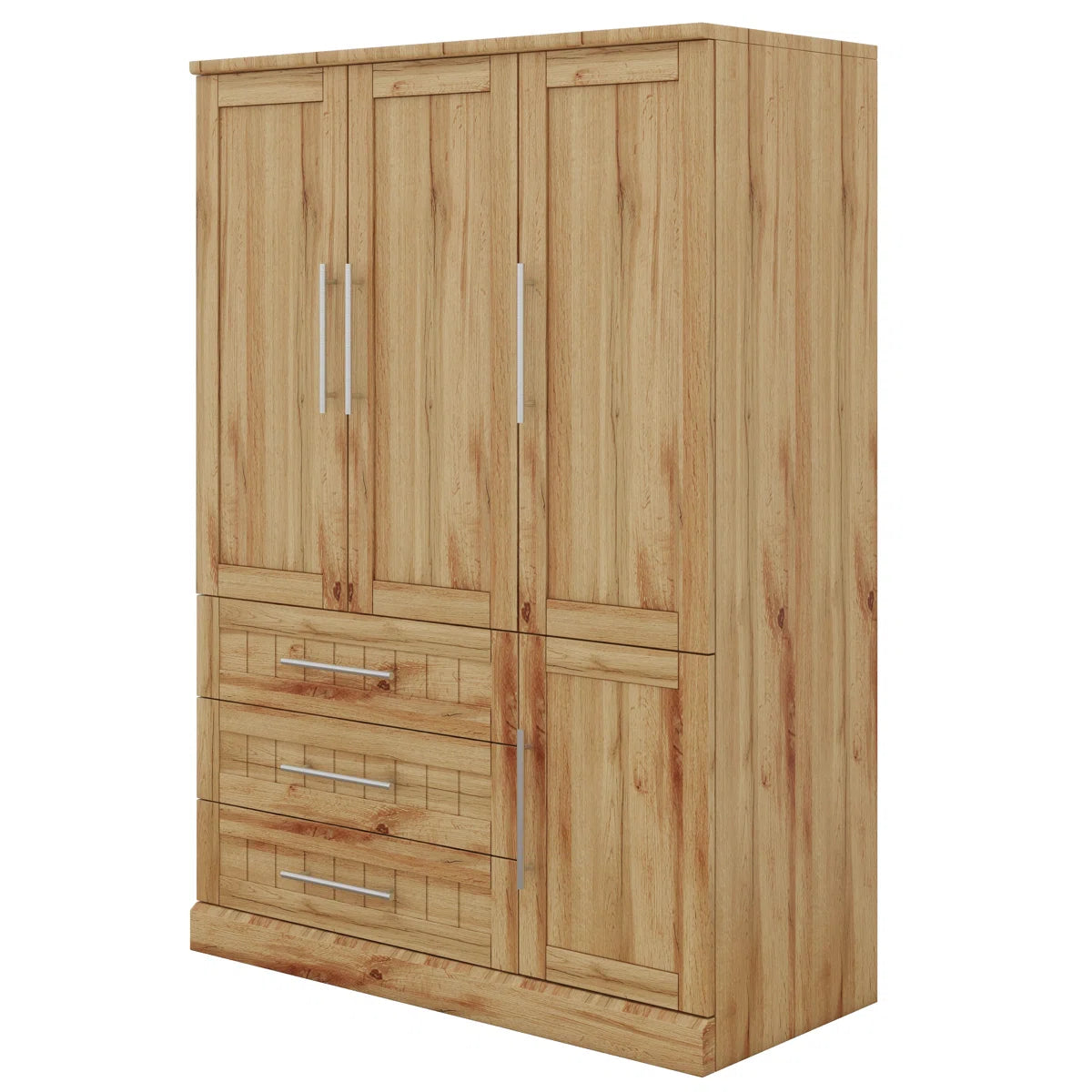 4 Door Wardrobe Armoire Closet With 3 Drawers And Hanging Rail