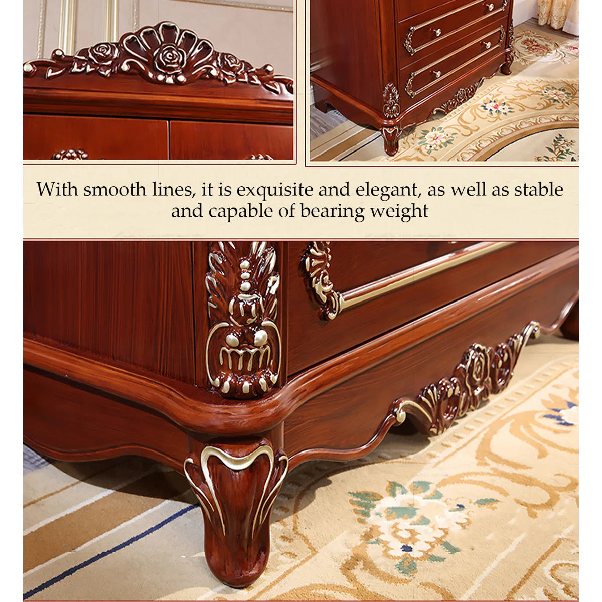 European-Style Oak Carved Wardrobe
