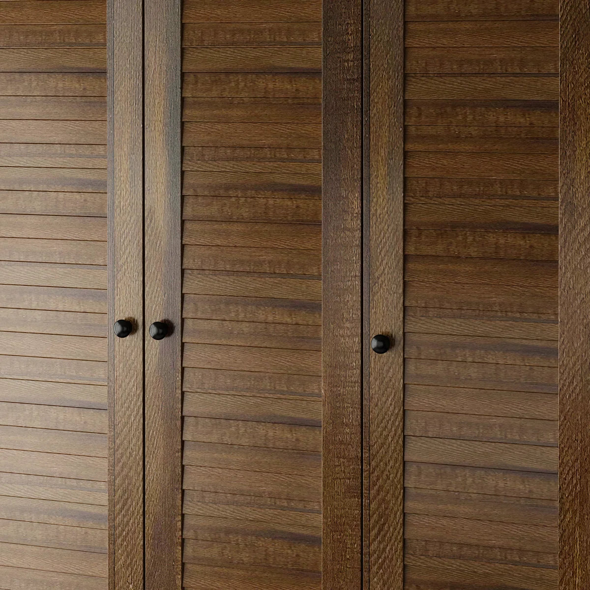 Ardit 59" Wide White Wardrobe with Louvered Doors and 5 Drawers, Freestanding Armoire Closet with Hanging Rods and Shelves