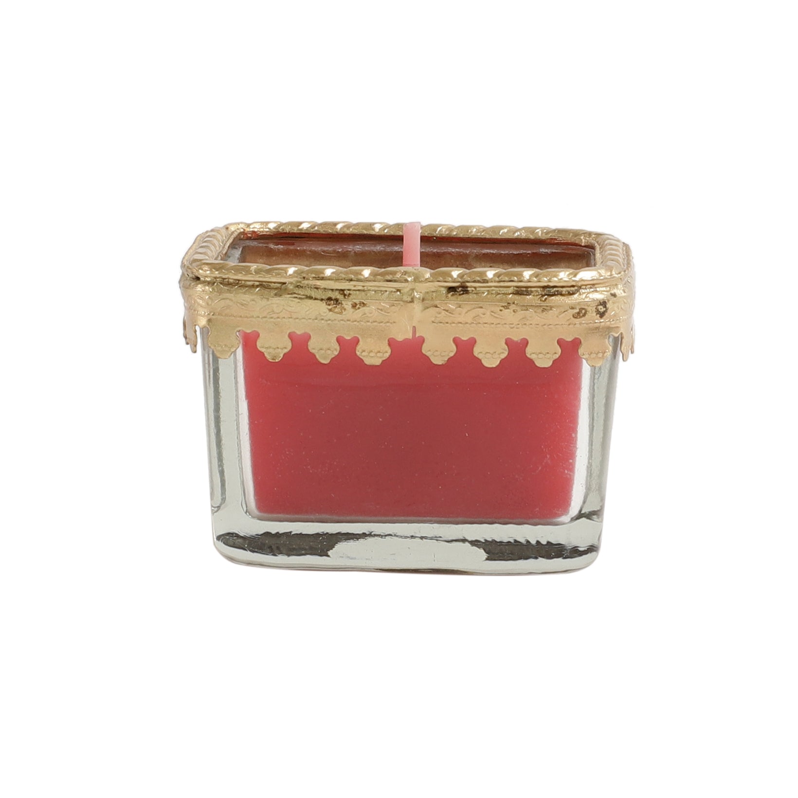 cherry blossom red scented candle glass jar with Golden ring