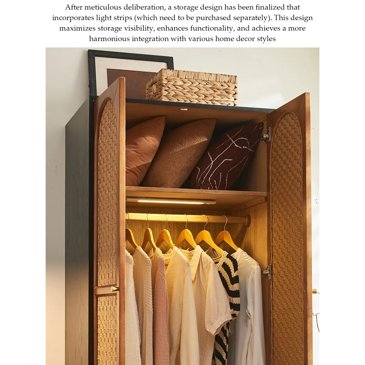 Mid-Century Style Solid Wood Wardrobe