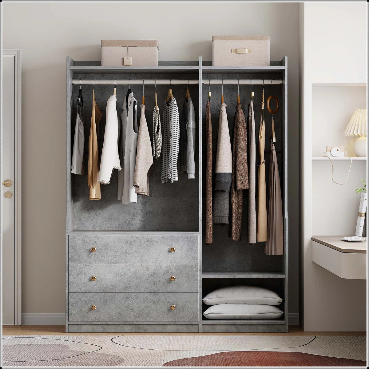 Open Wooden Wardrobe Storage