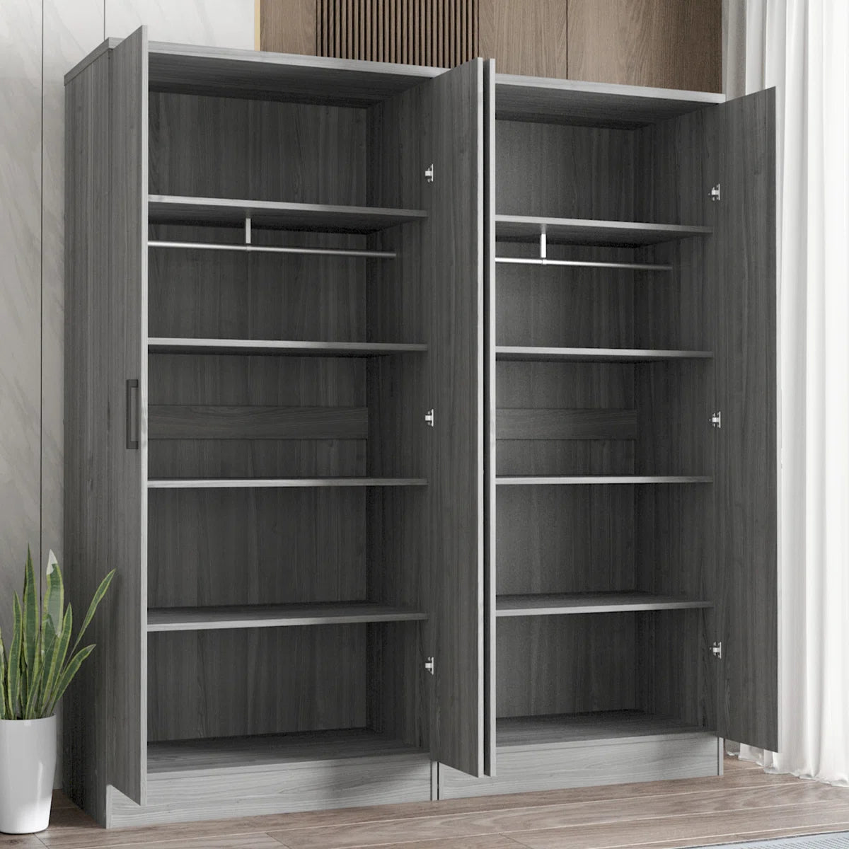 Double Wardrobe With 4 Slim Door!