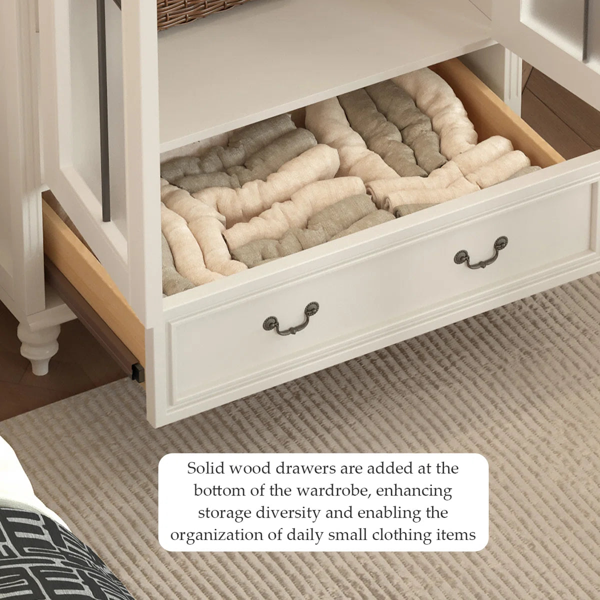 Creamy Retro Oak Arched Wardrobe