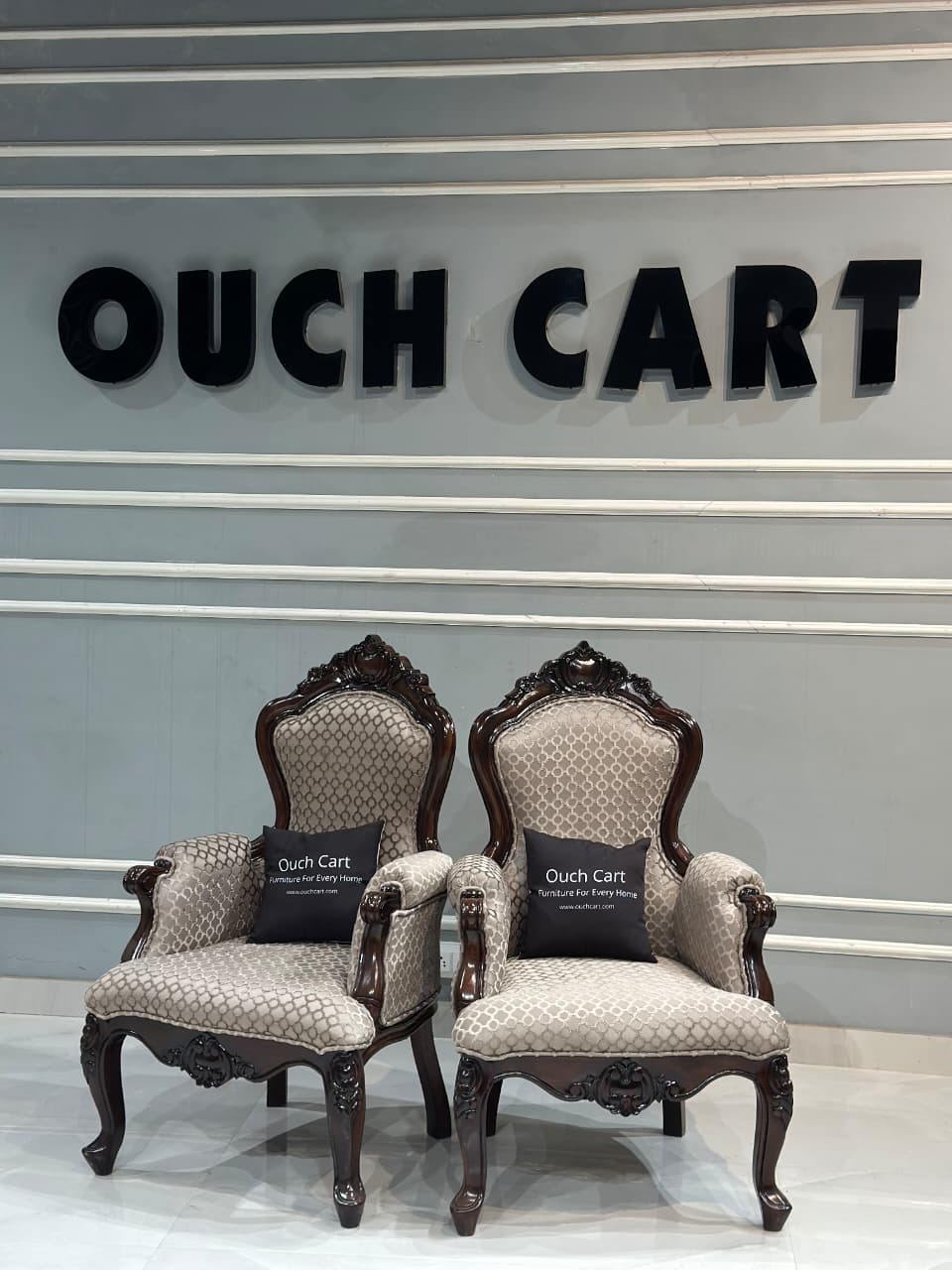 Handmade Modern Look Comfort Arm Chair Set of 2 Made in Pure Teak Wood (Style 2)