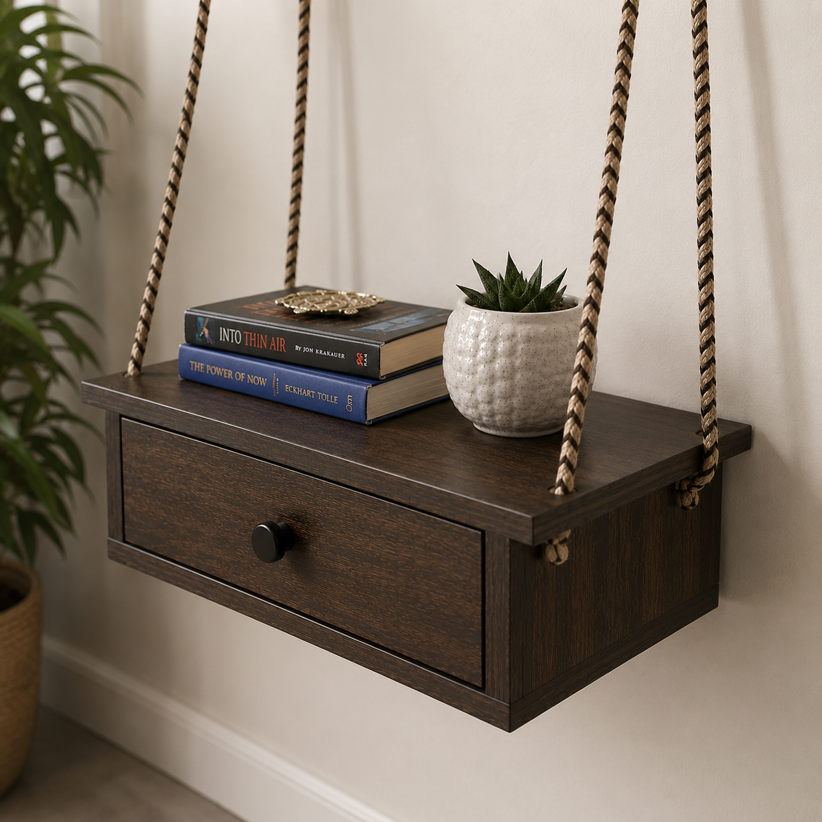 Ouch Cart Rustic Wooden Hanging Wall Shelf OUCH CART