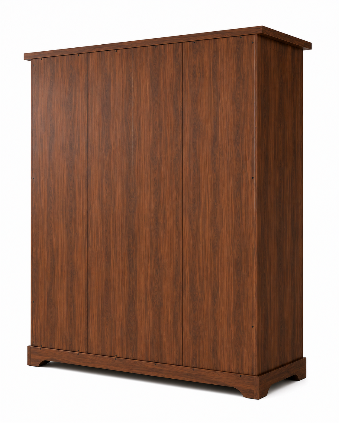 Modern 4 Door Wooden Wardrobe with 6 Storage Drawers | Premium Walnut Finish Bedroom Almirah | Spacious Clothes Storage Cabinet