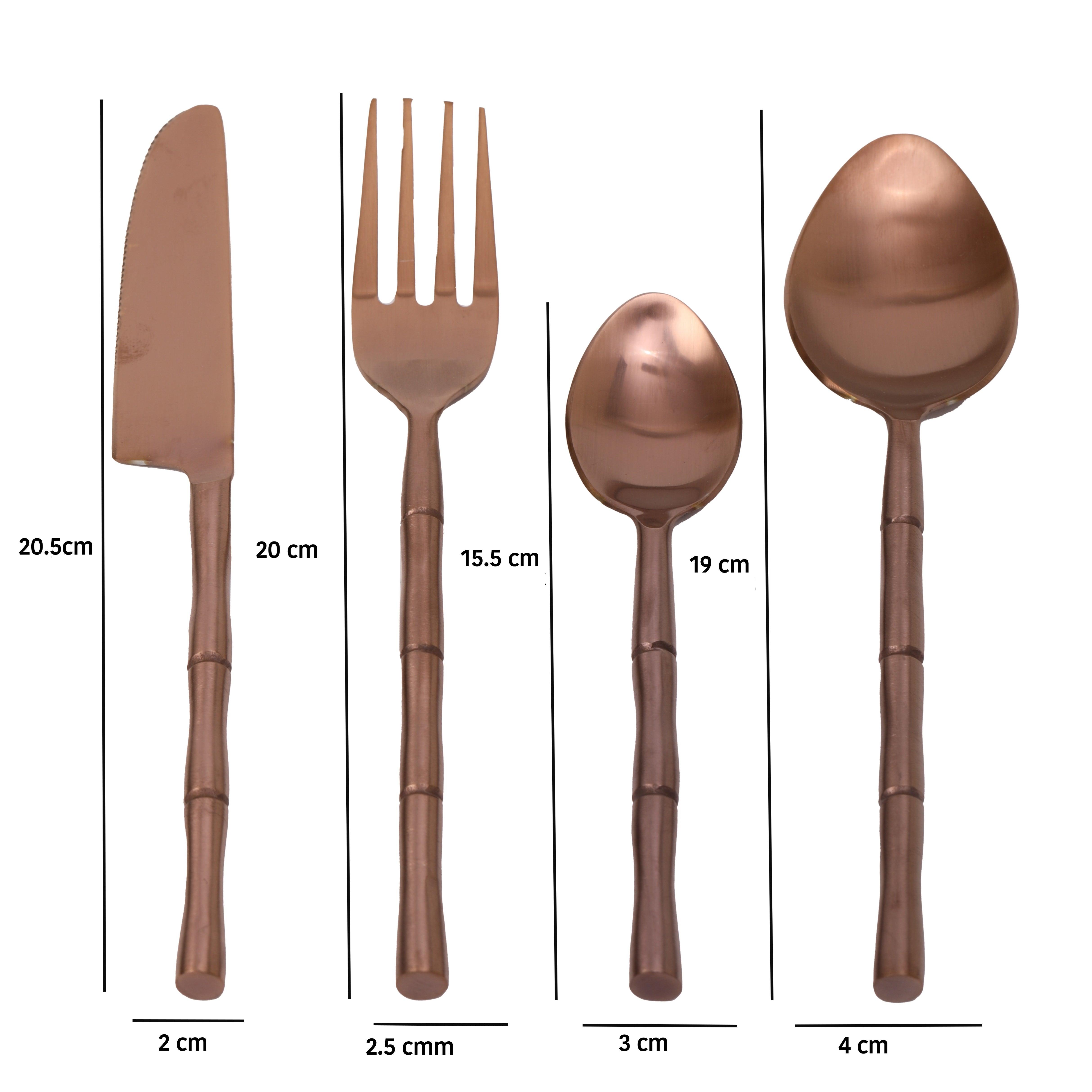 Bamboo Elegance Copper Cutlery Set of 16 - Ouch Cart 