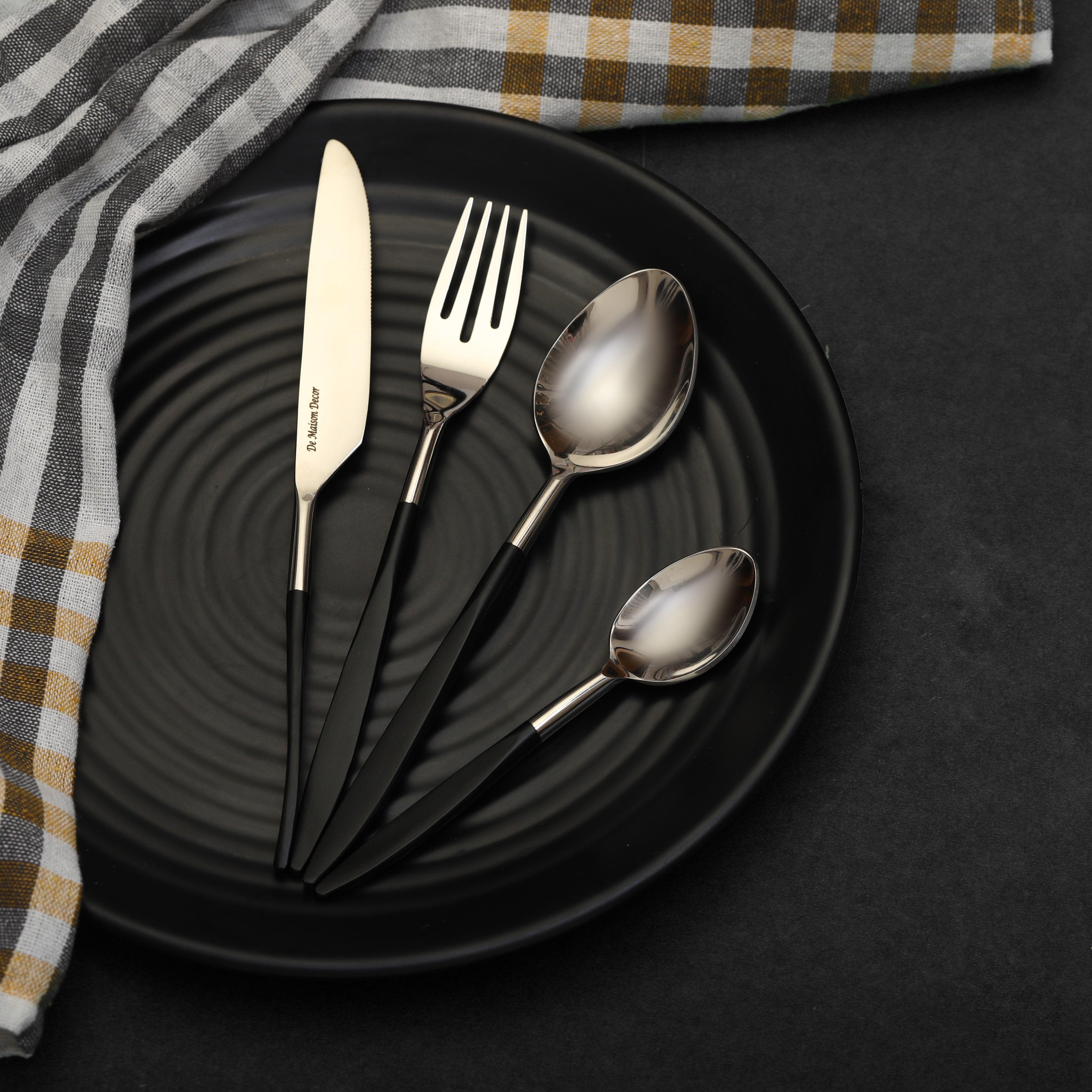 Midnight Opulence Black & Silver Cutlery Set - Ouch Cart 