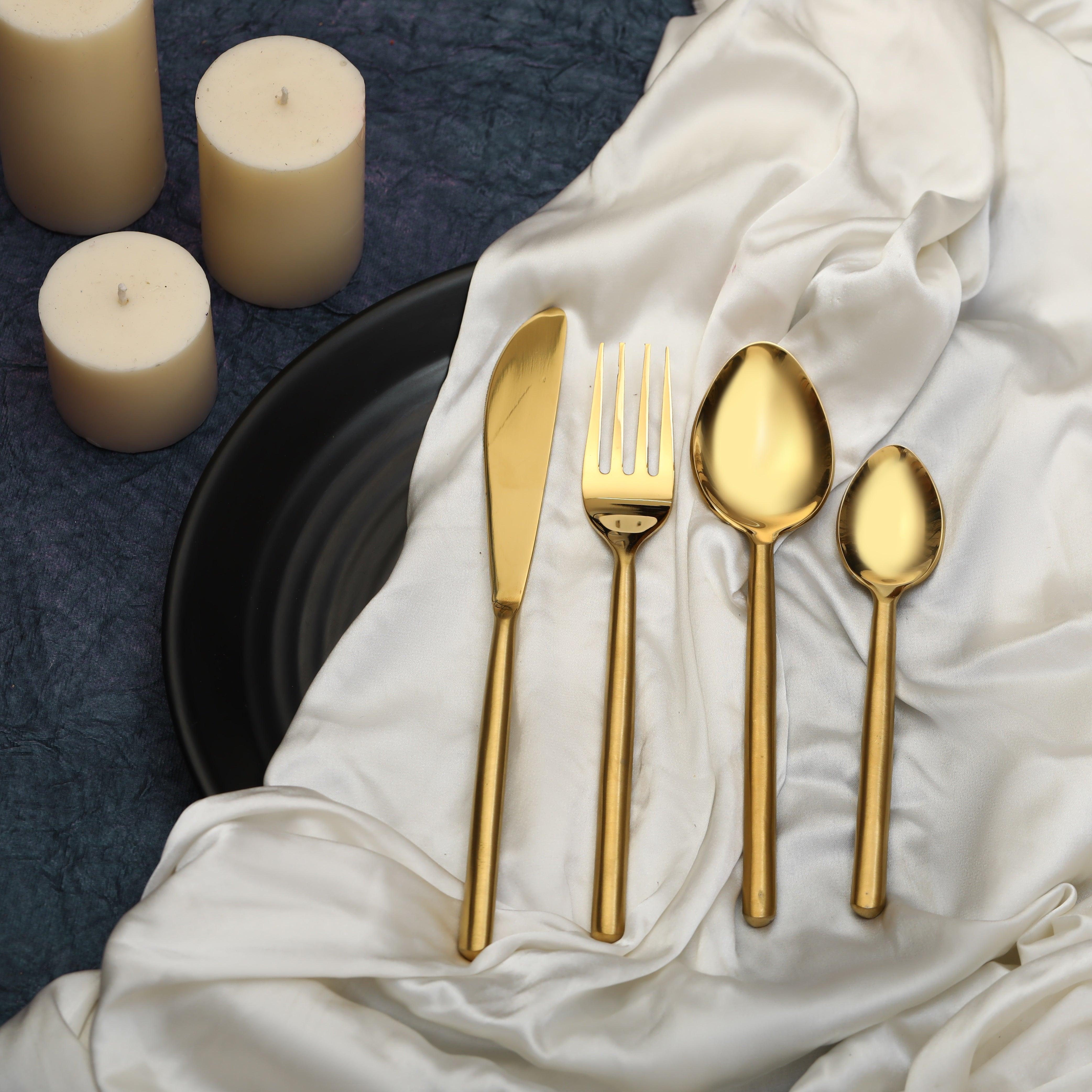 Radiant Reflections Gold Cutlery Set of 16 - Ouch Cart 