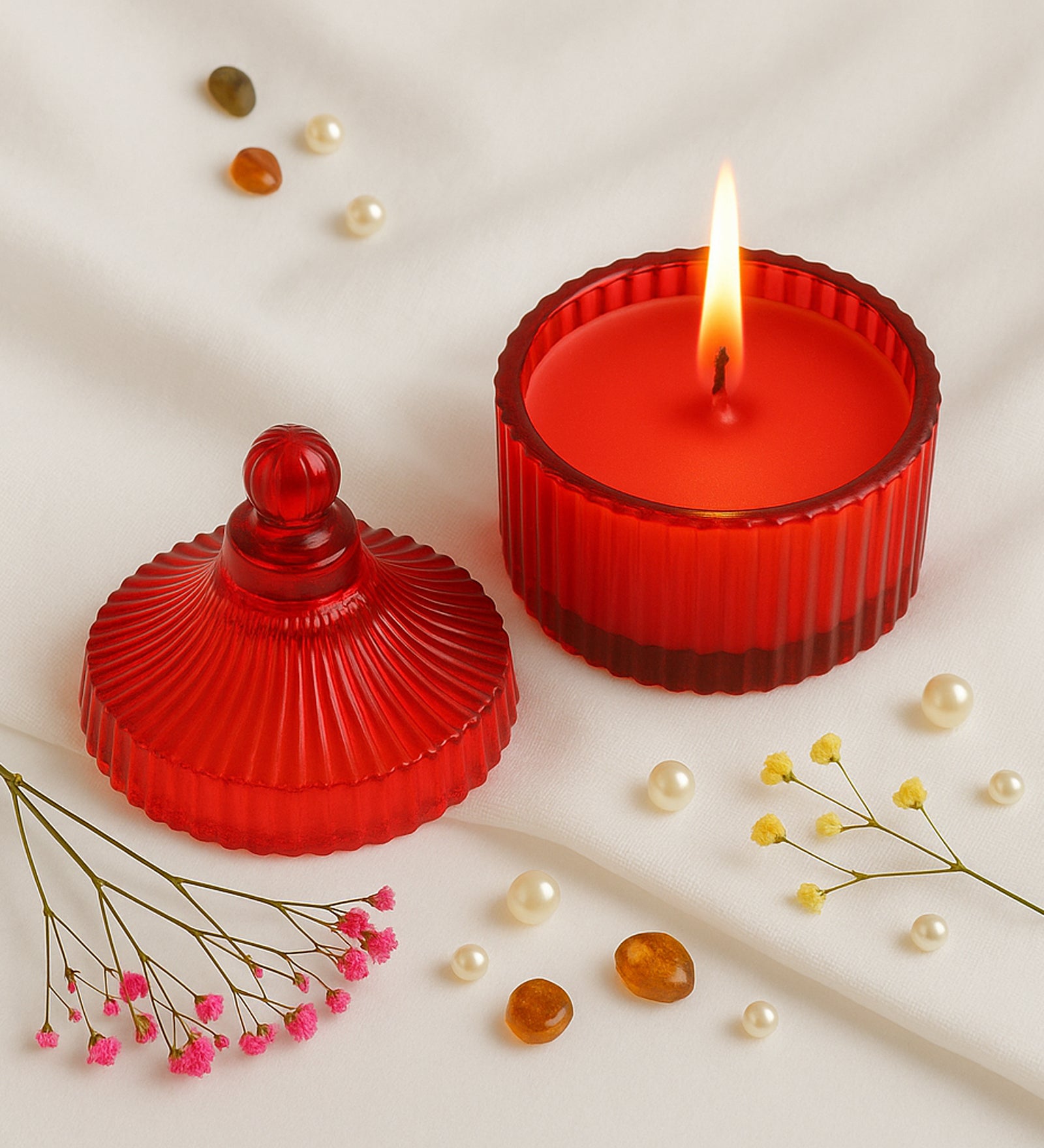 Elara Crimson Rose Candle- OUCH CART | Candle jar