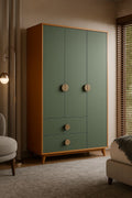 Modern 3 Door Wooden Wardrobe with 2 Drawers