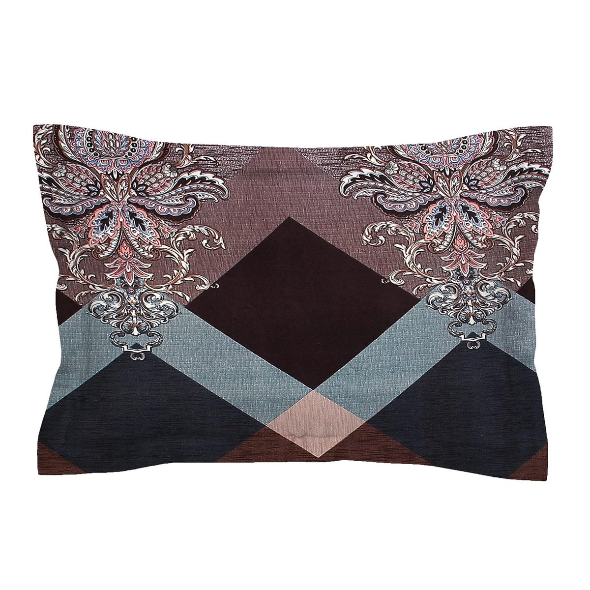 Glace Cotton Double Queen Bedsheet with 2 Pillow Covers | Ethnic Motif Print, Flat Sheet for Summer