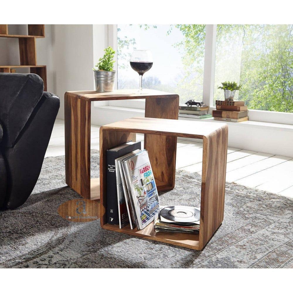 Nested Cube - Side Table Honey Finish - Ouch Cart 