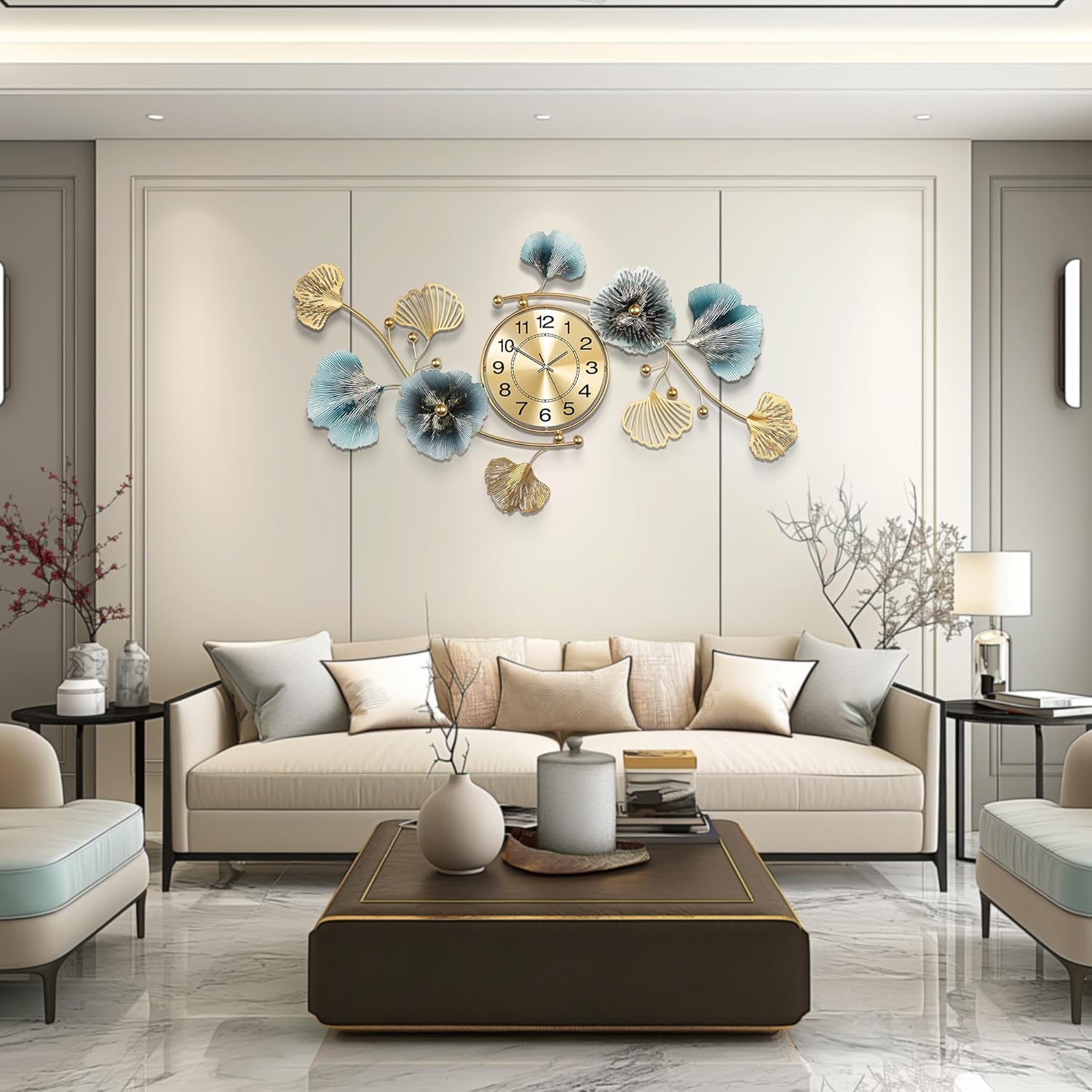 Wall Clocks for Living Room Decor,Large Design,with Silent Movement Wall Clocks for Home Wall Decor Clock（35''x20''）