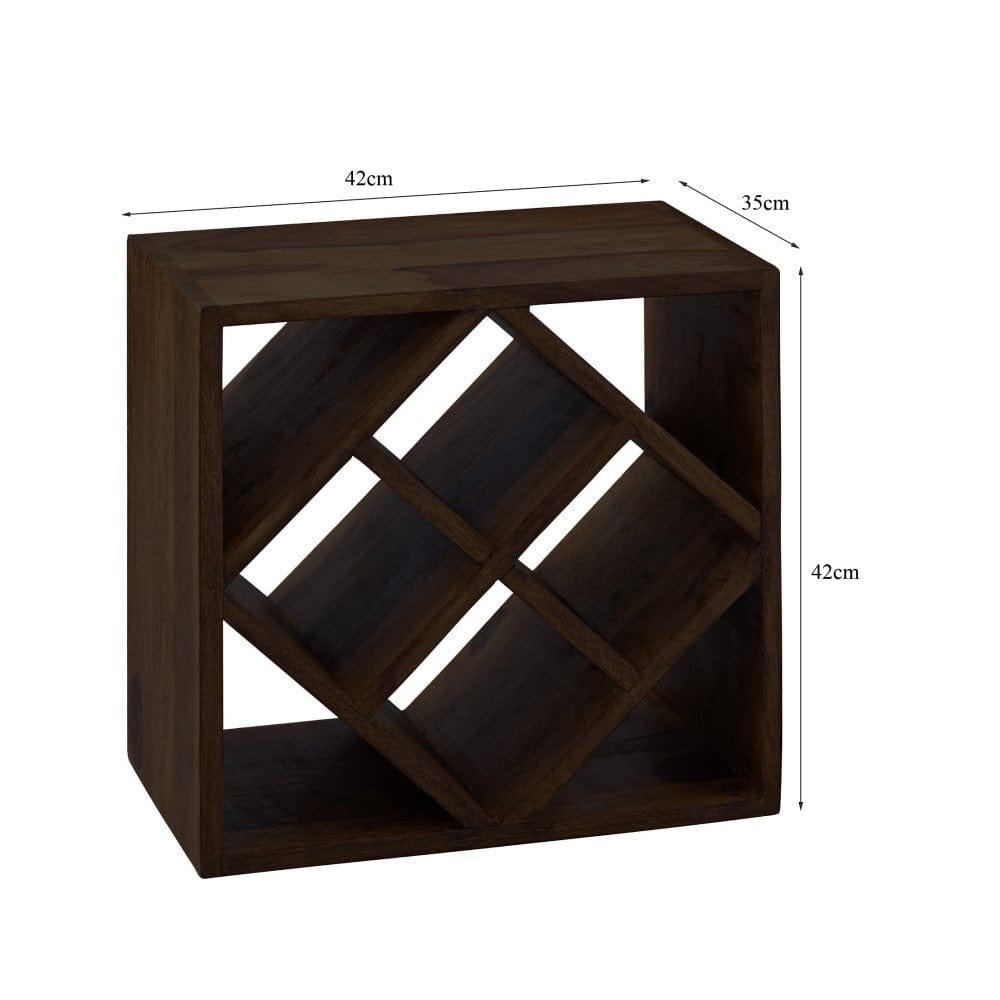 Cube end Table Solid Wood (Wine Rack, Walnut Finish) - Ouch Cart 