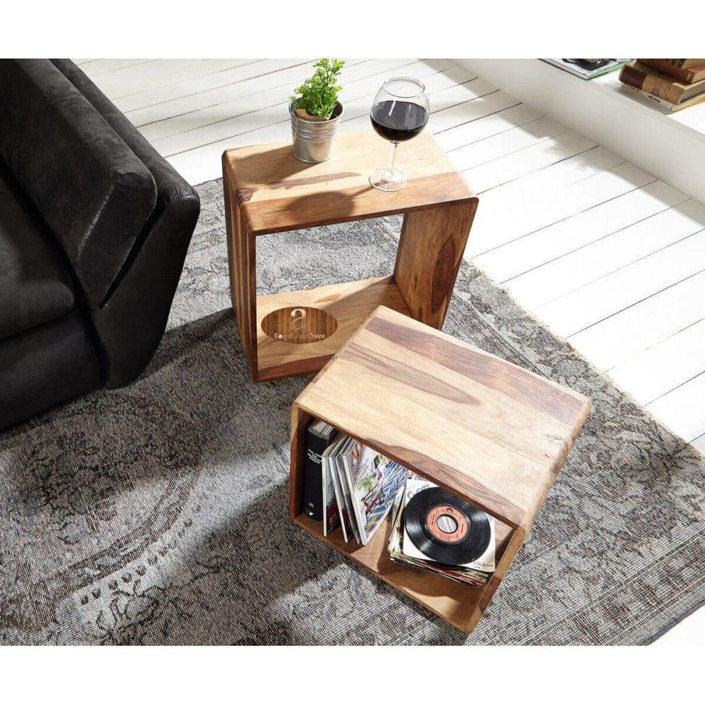 Nested Cube - Side Table Honey Finish - Ouch Cart 