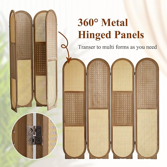 Foldable Wooden Privacy Partition with Storage & Display Design