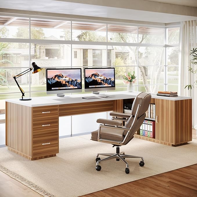 Ouch Cart Large L-Shaped Executive Office Desk with Storage
