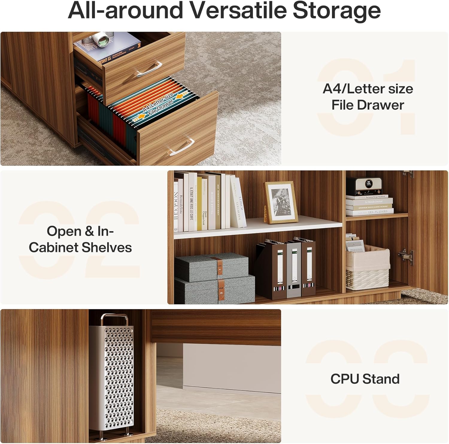 Ouch Cart Large L-Shaped Executive Office Desk with Storage
