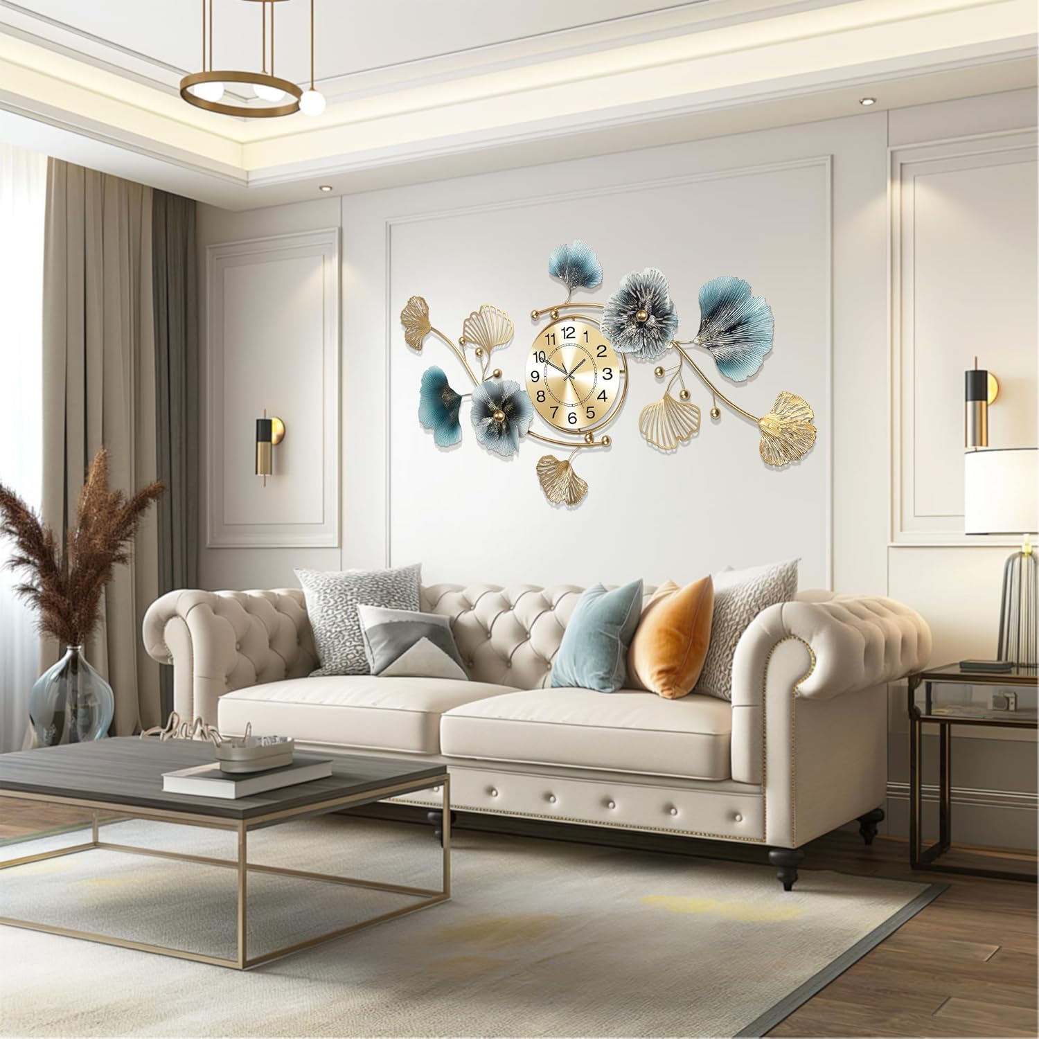 Wall Clocks for Living Room Decor,Large Design,with Silent Movement Wall Clocks for Home Wall Decor Clock（35''x20''）