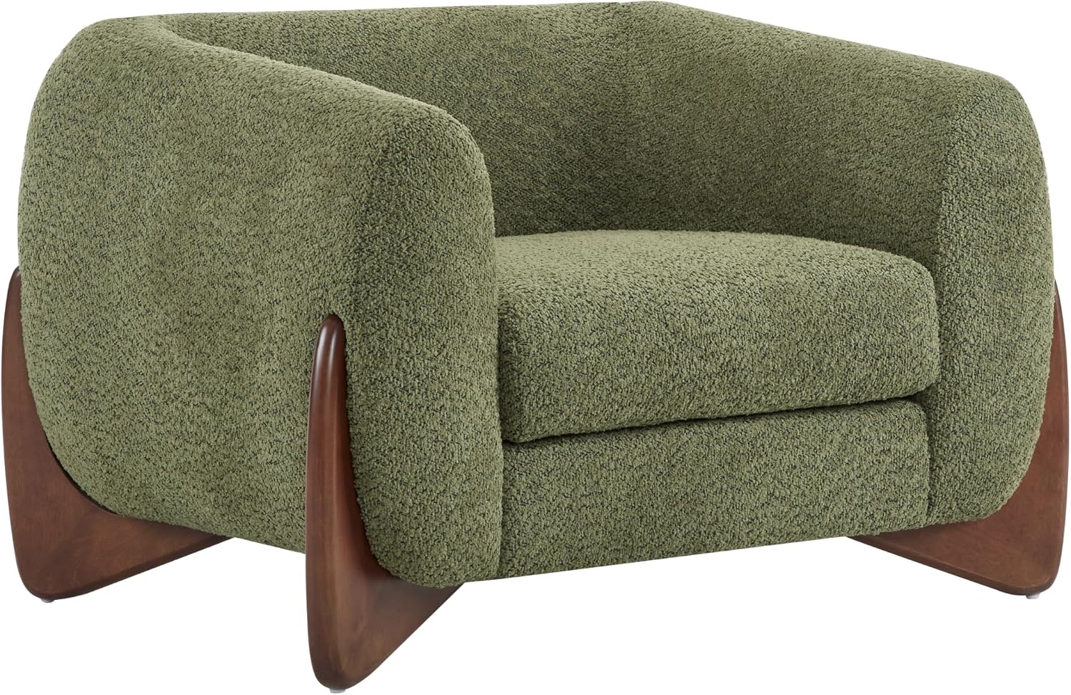 Ouch Cart Modern Bouclé Tuxedo Accent Chair with Wooden Frame & Cushioned Seat