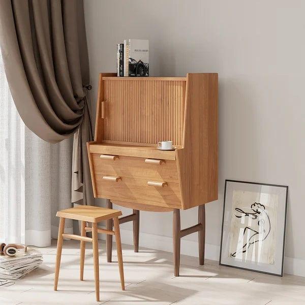 Helga Modern Secretary Desk with Hutch Computer Desk with Ample Storage With Chair - Ouch Cart 