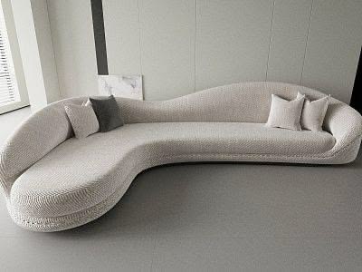 Ouch Cart Modern Curved Bouclé Sofa | Luxury Sculptural Upholstered Sectional Couch | Contemporary Minimalist Living Room Sofa | Cream White Designer Lounge Sofa