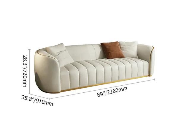 Moe Faux Leather Upholstered 3-Seater Sofa with Gold Legs - Ouch Cart 