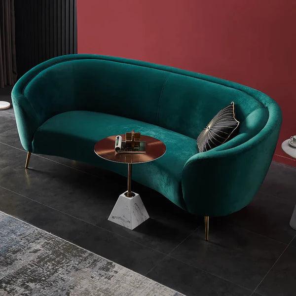 Deep Green Velvet Sofa with Metal Legs - Ouch Cart 