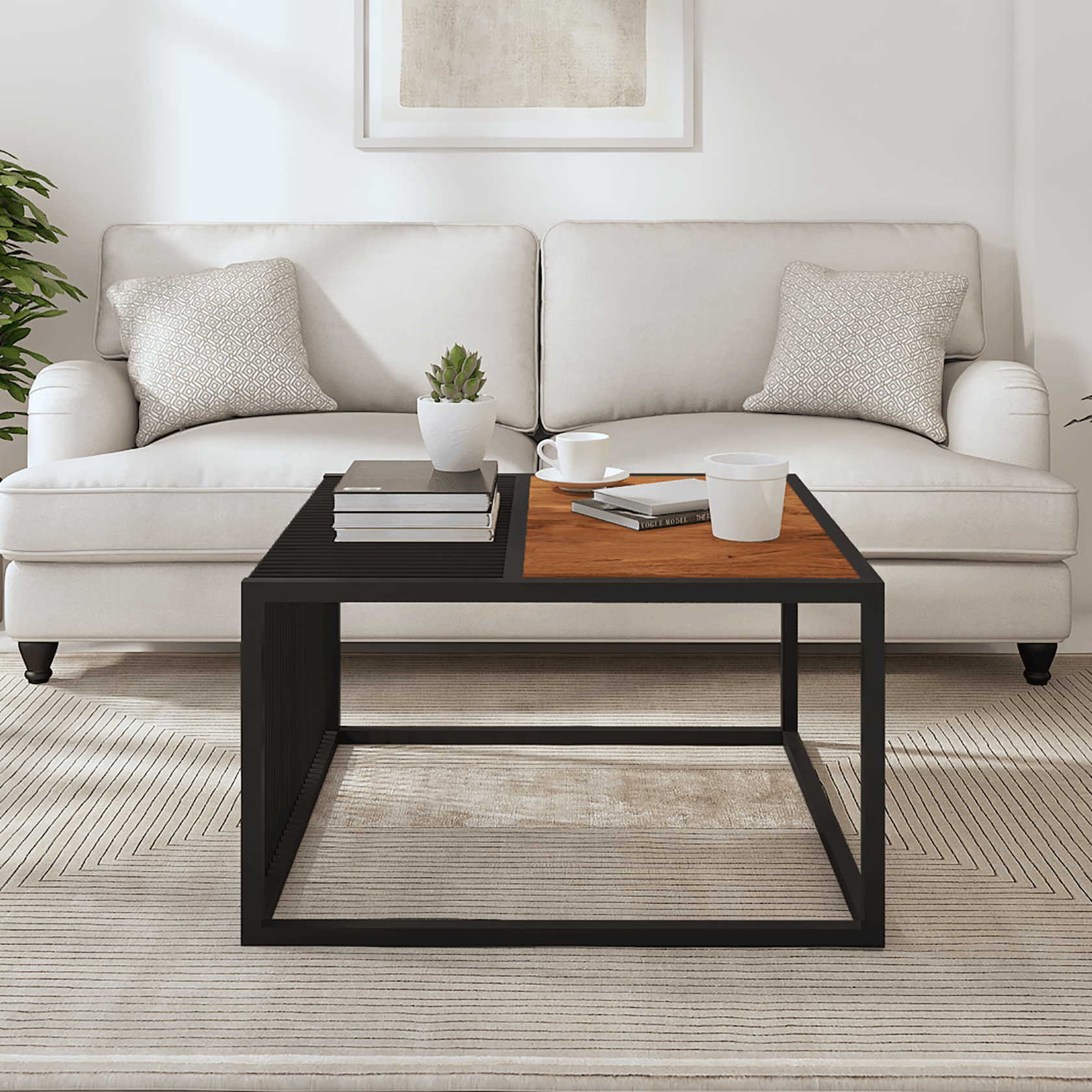 Choptic Iron And Mango Wood Coffee Table In Light Cheery