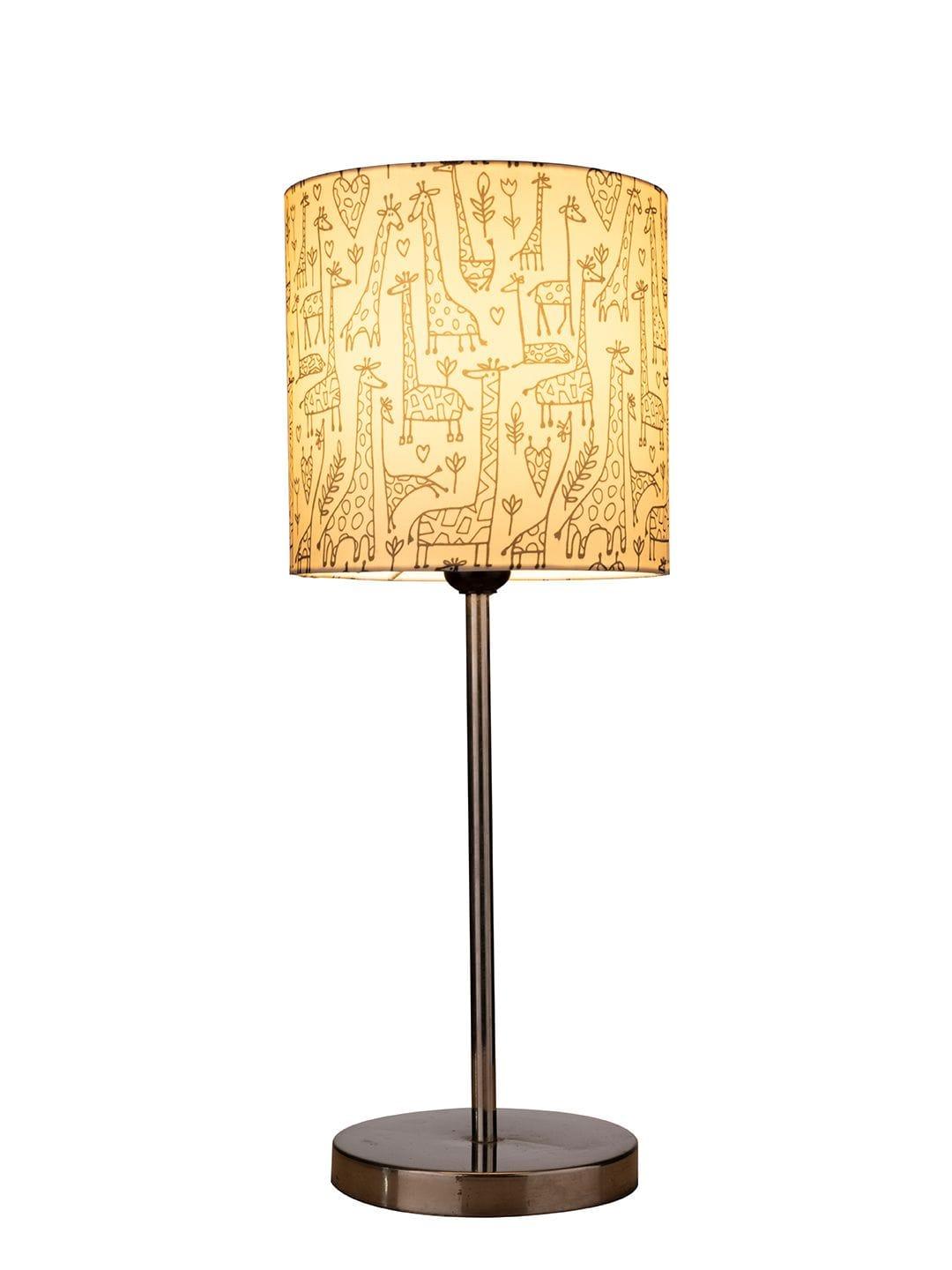 Metal Chrome Finish Lamp with Multicolor Animal Print Shade - Ouch Cart 